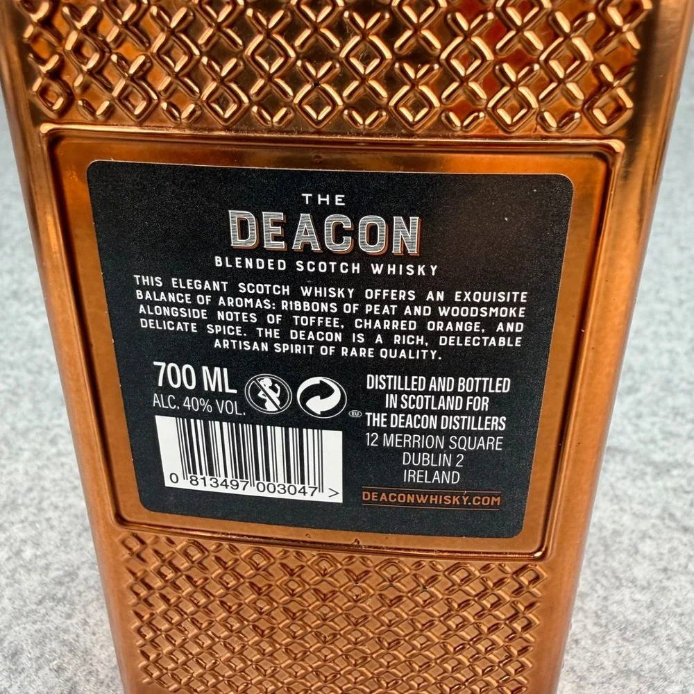 The Deacon Blended Scotch Whisky Empty 700ml Glass Bottle Bar Decor Display